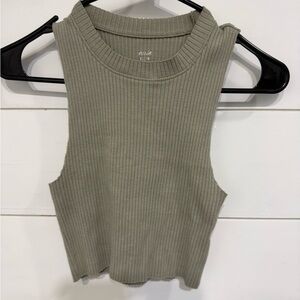 Aerie Ribbed Olive Green Sleeveless Crop Top